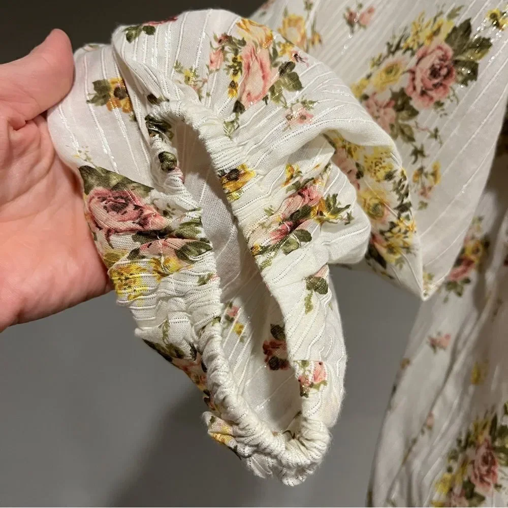 Lovestitch floral long sleeve oversized‎ blouse size M Medium - Picture 5 of 15